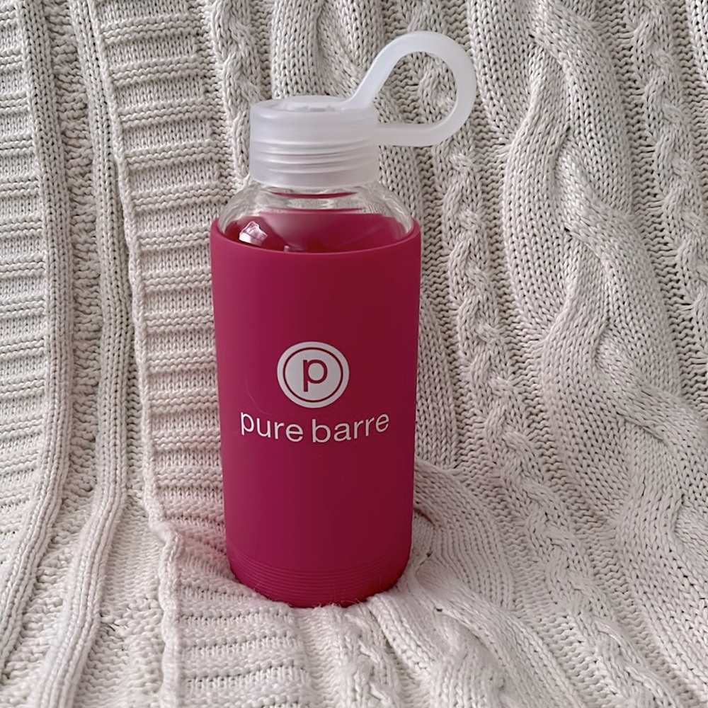 NWT Pure Barre Fuschia Glass Water Bottle